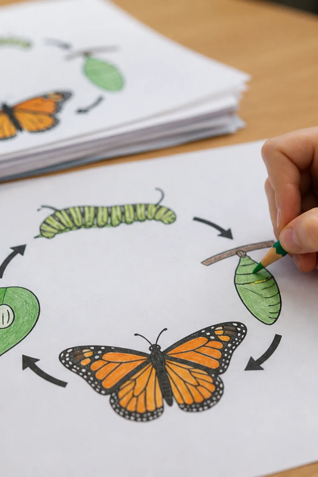 desenhos do ciclo de vida da borboleta para colorir - 2