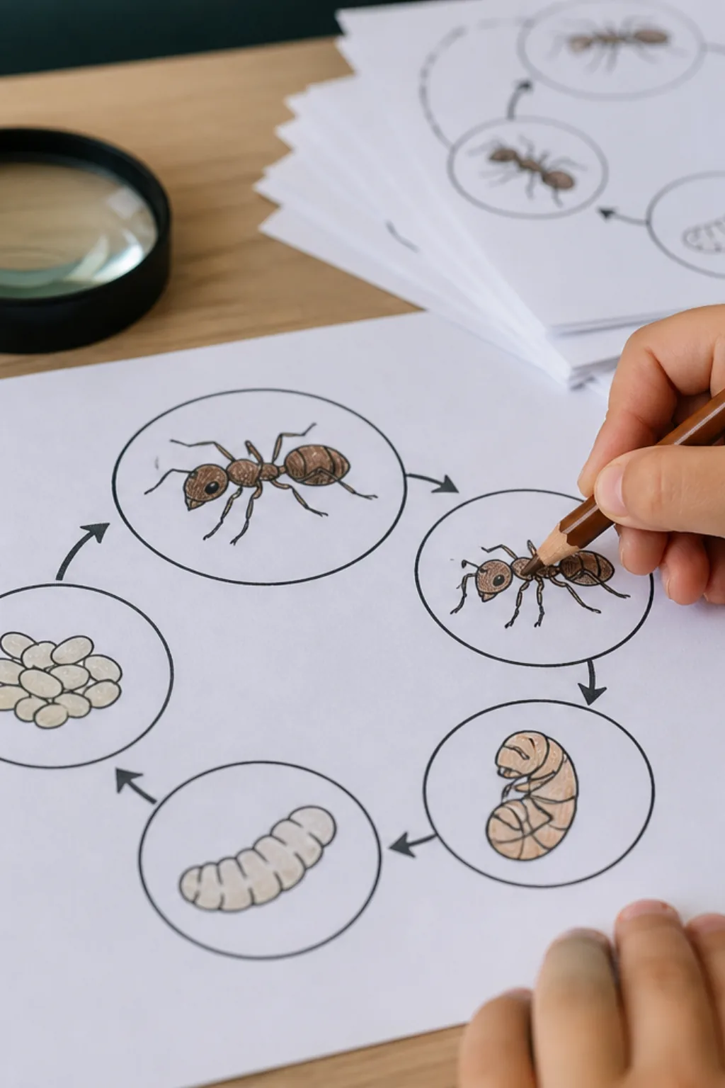 desenhos do ciclo de vida da formiga para colorir - 2