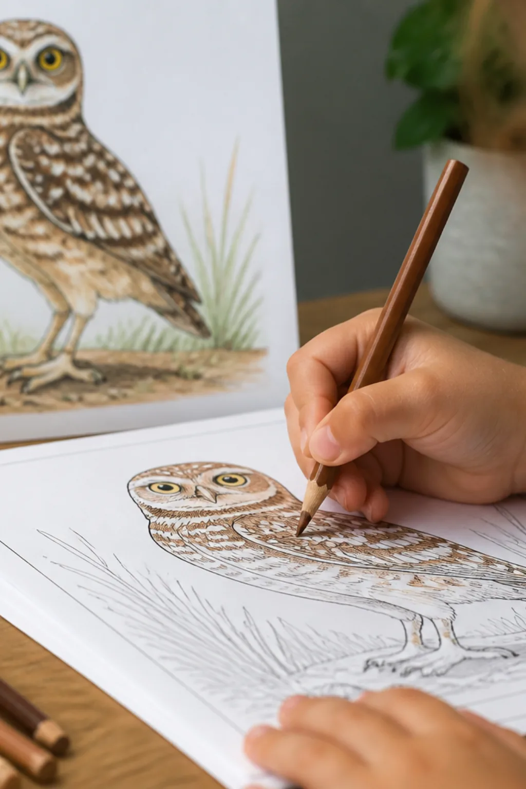 desenhos de coruja-buraqueira para colorir - 2