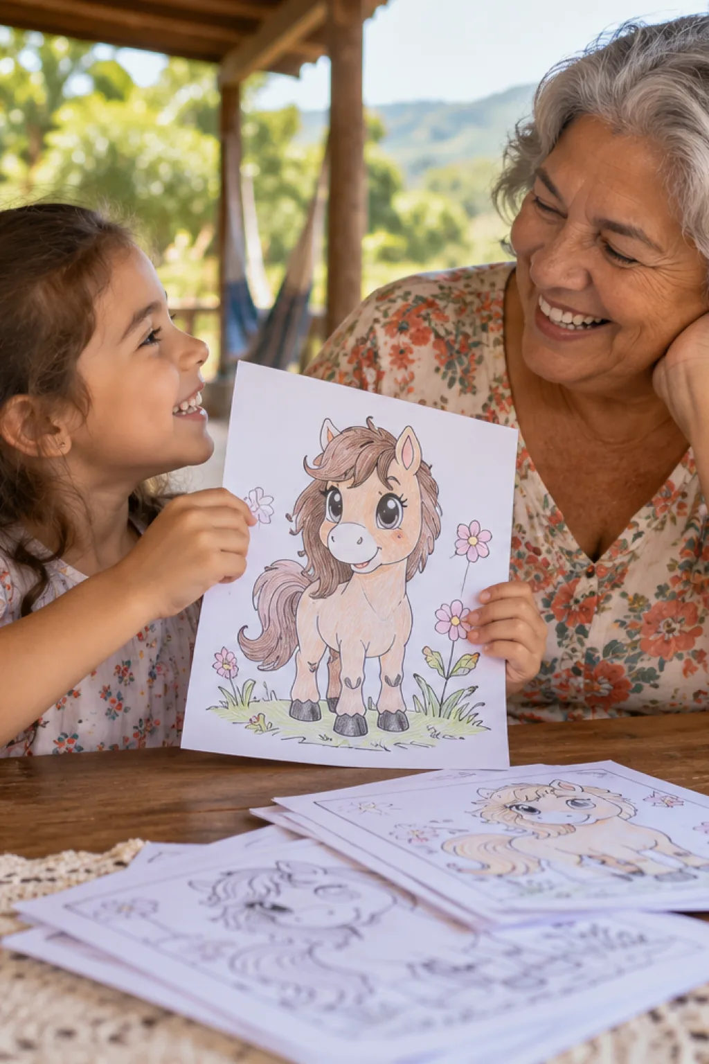 desenho de cavalo fofo para colorir — exemplo criado na Desenhos pra Colorir