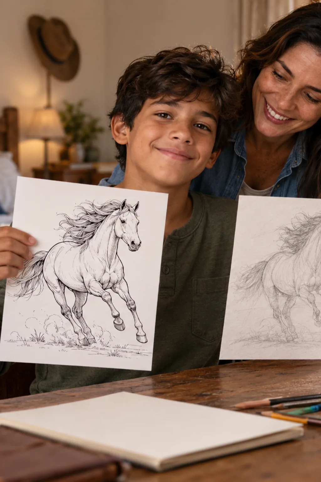 desenhos de cavalo mustang para colorir — exemplo criado na Desenhos pra Colorir