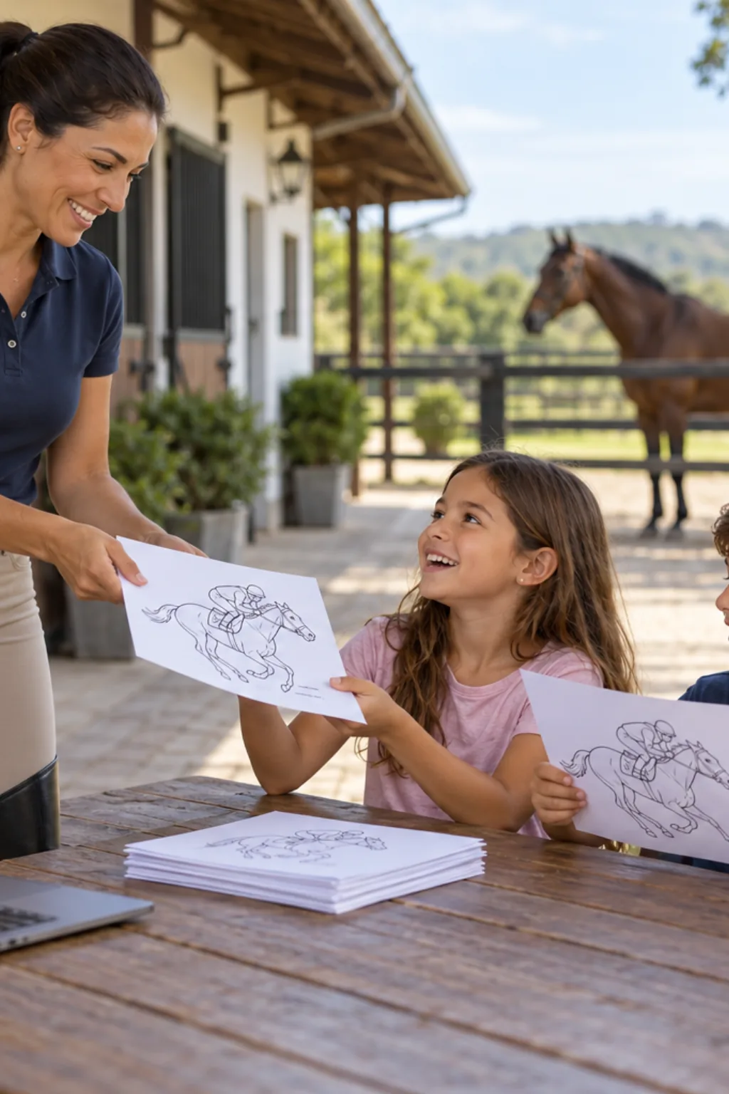 desenhos de cavalos de corrida para colorir — exemplo criado na Desenhos pra Colorir