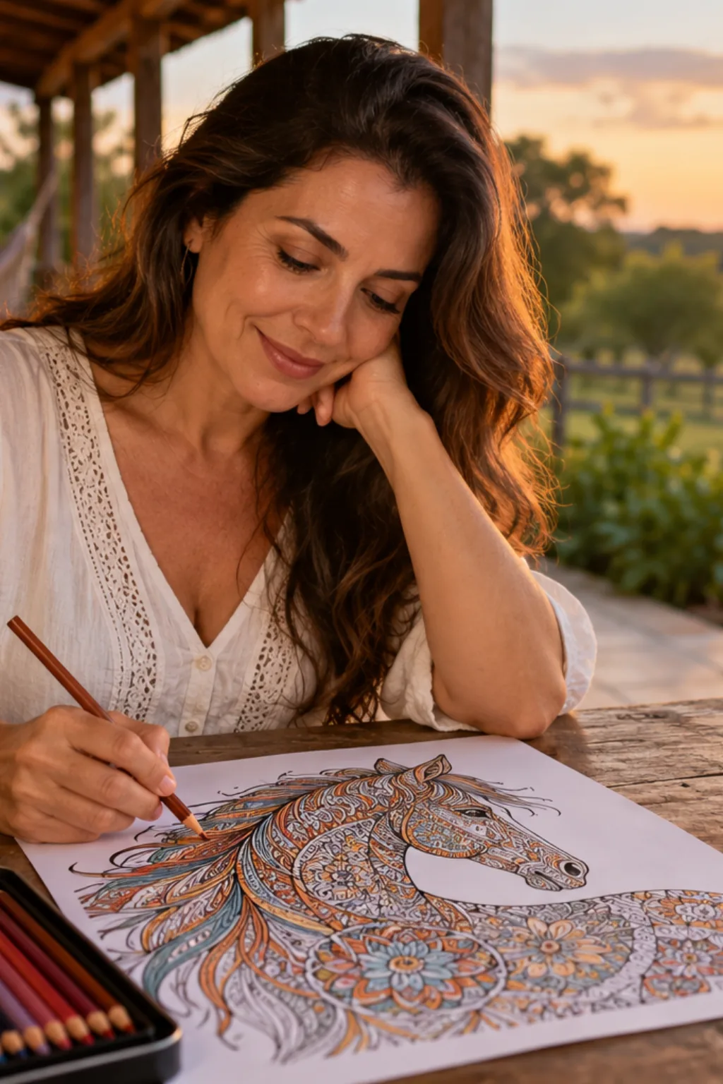 desenhos de cavalos em estilo mandala para colorir — exemplo criado na Desenhos pra Colorir