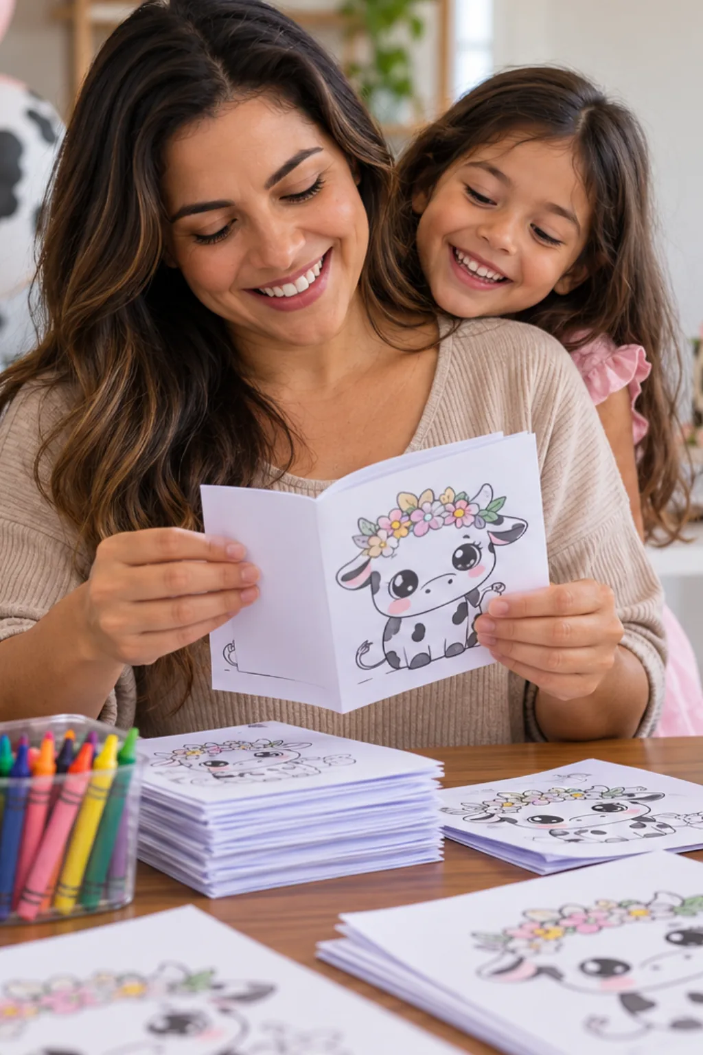 desenho de vaca kawaii para colorir — exemplo criado na Desenhos pra Colorir