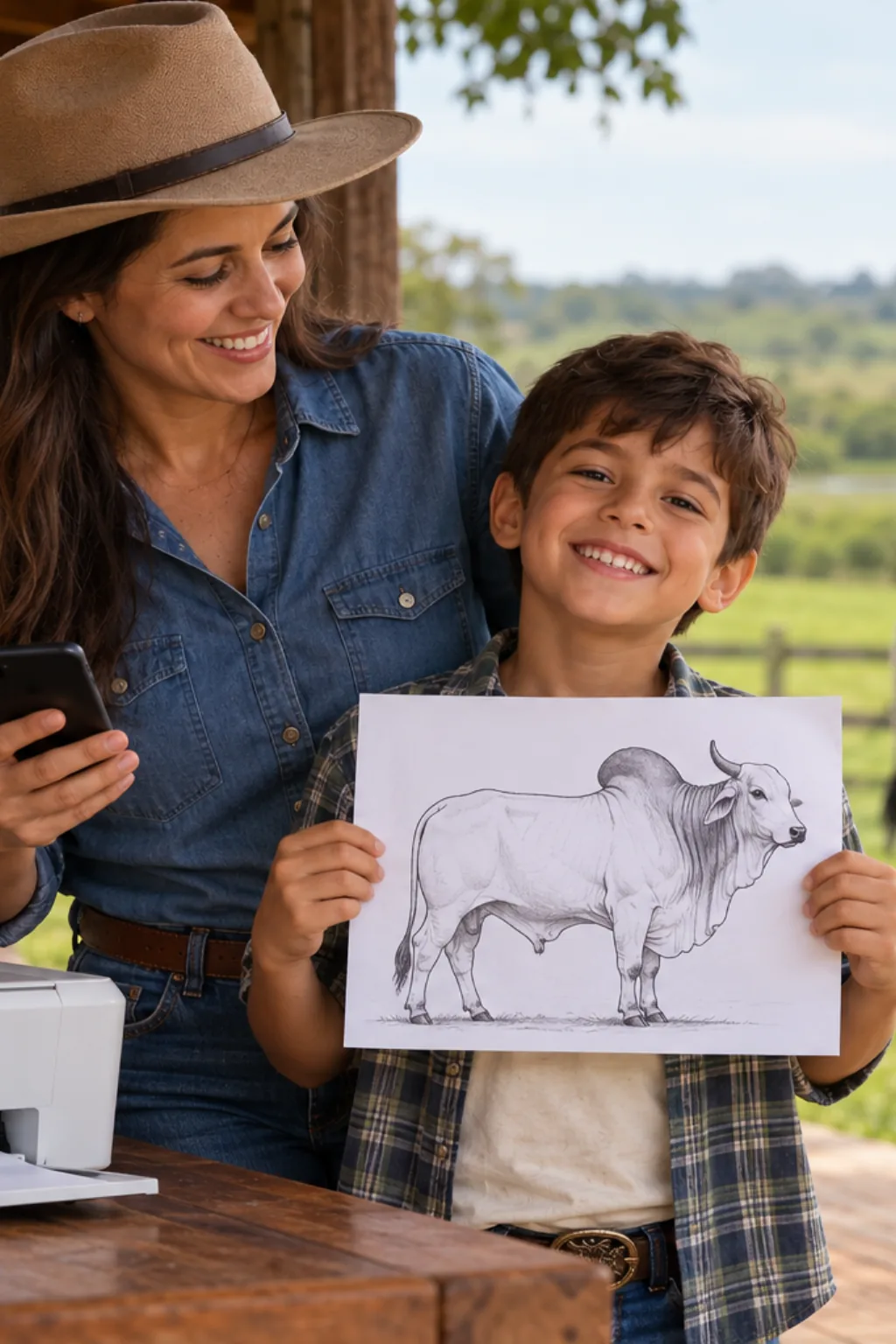 desenho de zebu para colorir — exemplo criado na Desenhos pra Colorir