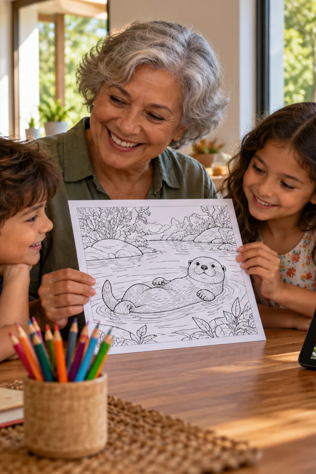 desenho de lontra para colorir — exemplo criado na Desenhos pra Colorir