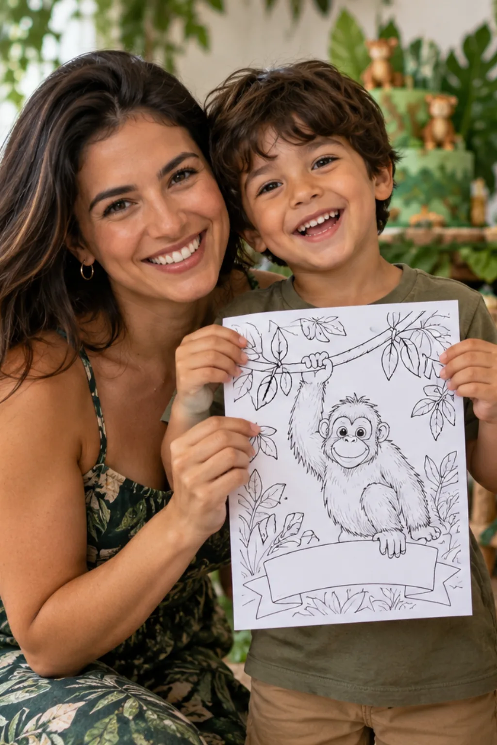 desenho de orangotango para colorir — exemplo criado na Desenhos pra Colorir
