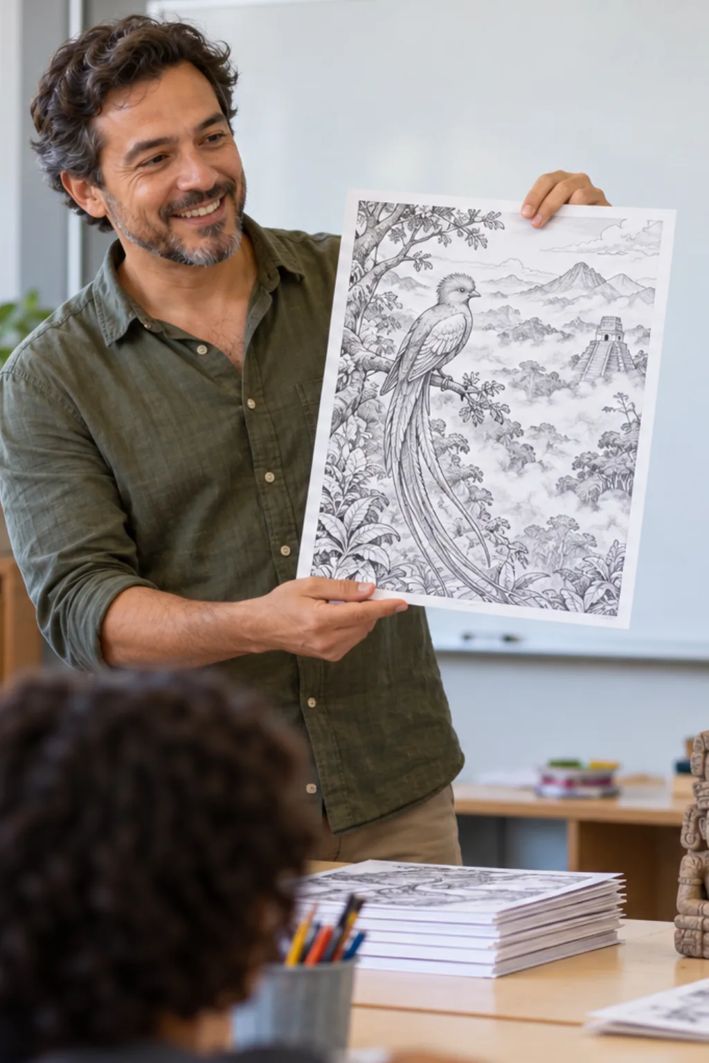desenhos de quetzal para colorir — exemplo criado na Desenhos pra Colorir