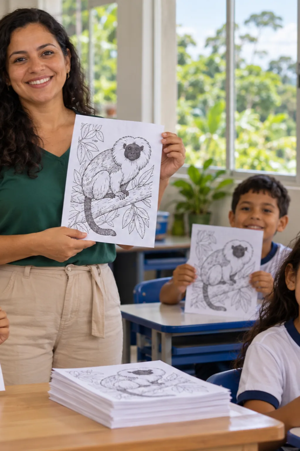 desenhos de sauim-de-coleira para colorir — exemplo criado na Desenhos pra Colorir
