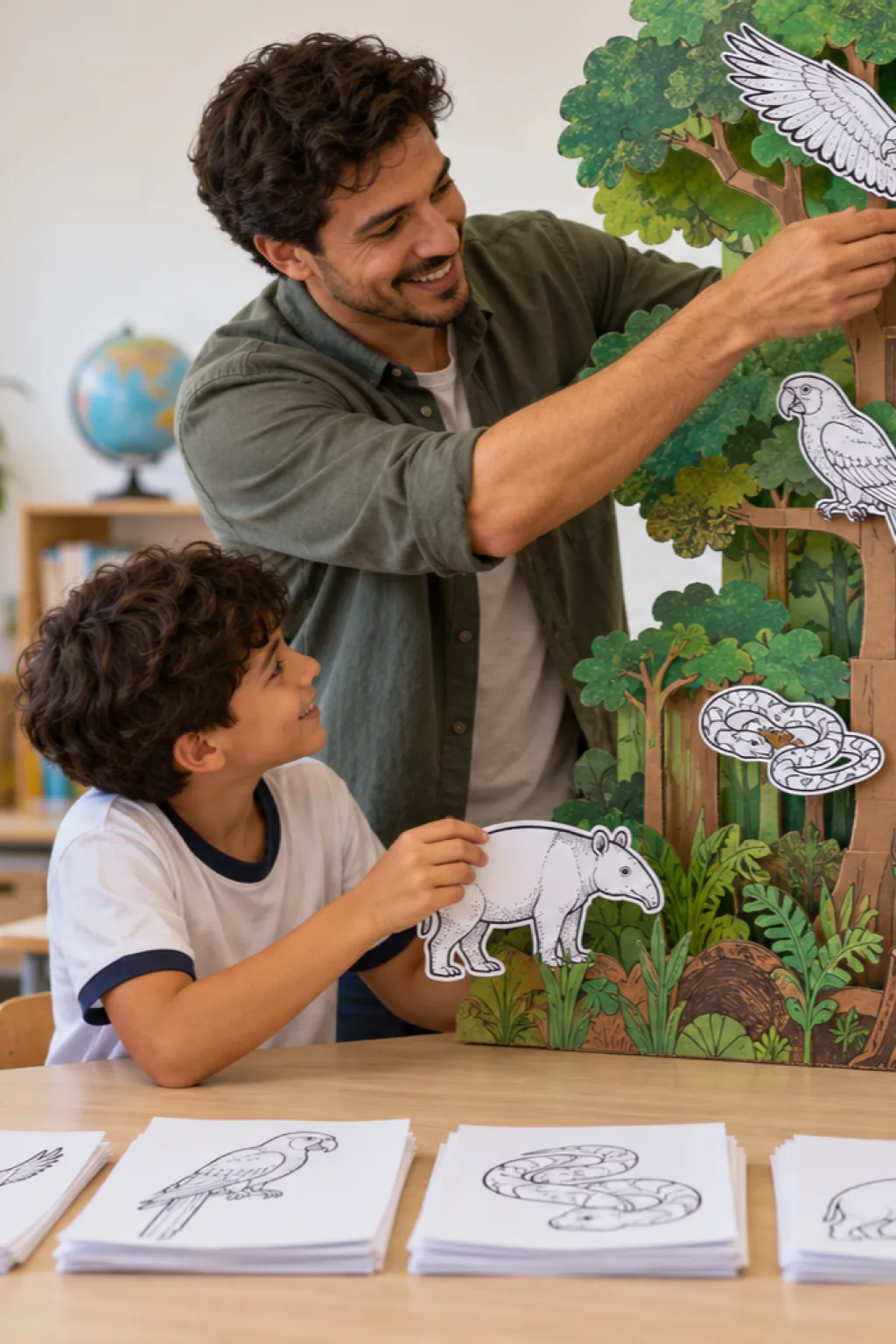 desenhos de animais da floresta tropical para colorir — exemplo criado na Desenhos pra Colorir
