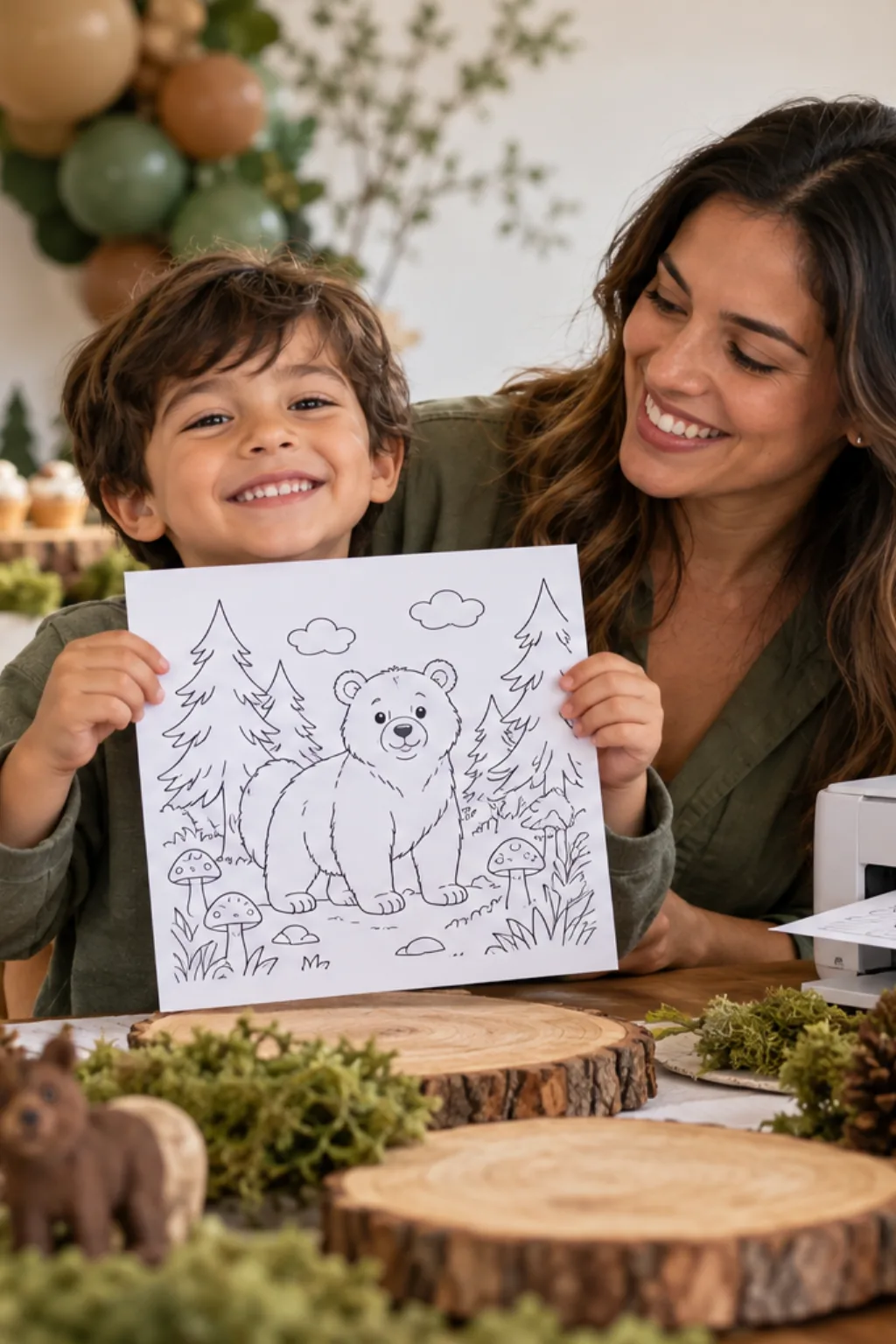 desenhos de urso para colorir — exemplo criado na Desenhos pra Colorir