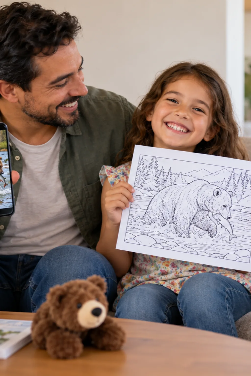 desenho de urso pardo para colorir — exemplo criado na Desenhos pra Colorir
