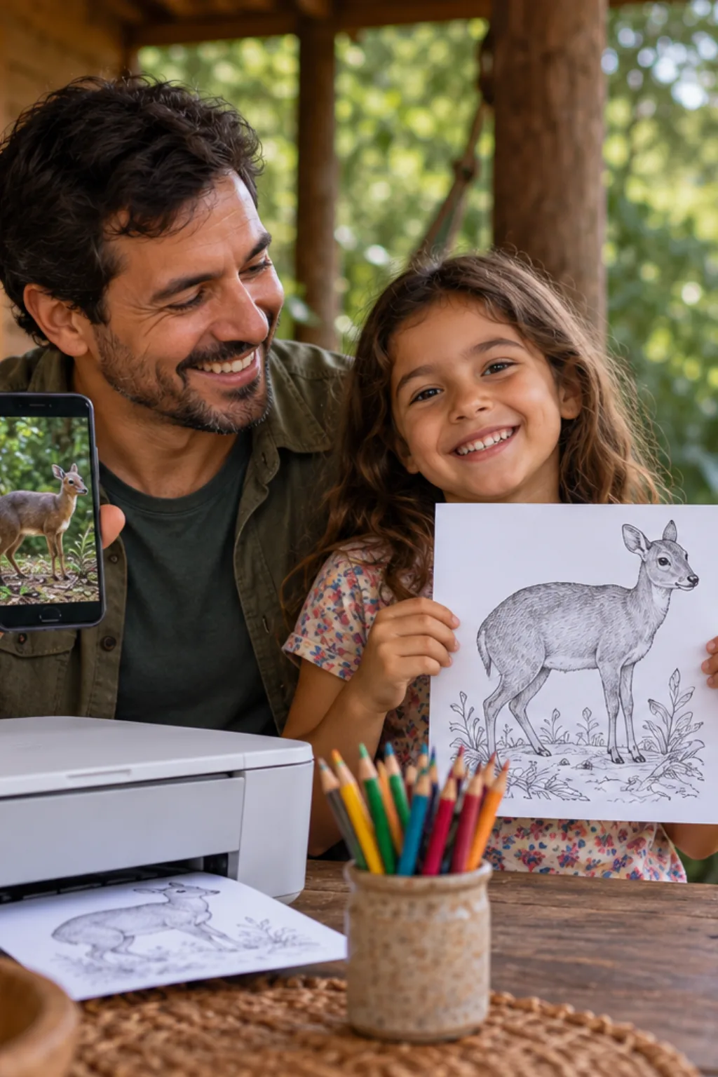 desenhos de veado-catingueiro para colorir — exemplo criado na Desenhos pra Colorir
