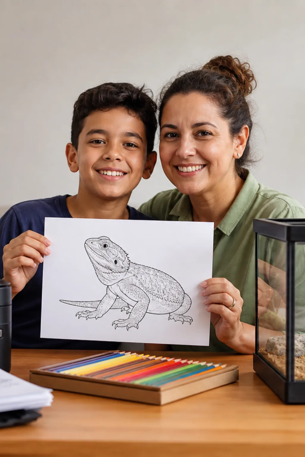desenhos do lagarto dragão-barbudo para colorir — exemplo criado na Desenhos pra Colorir
