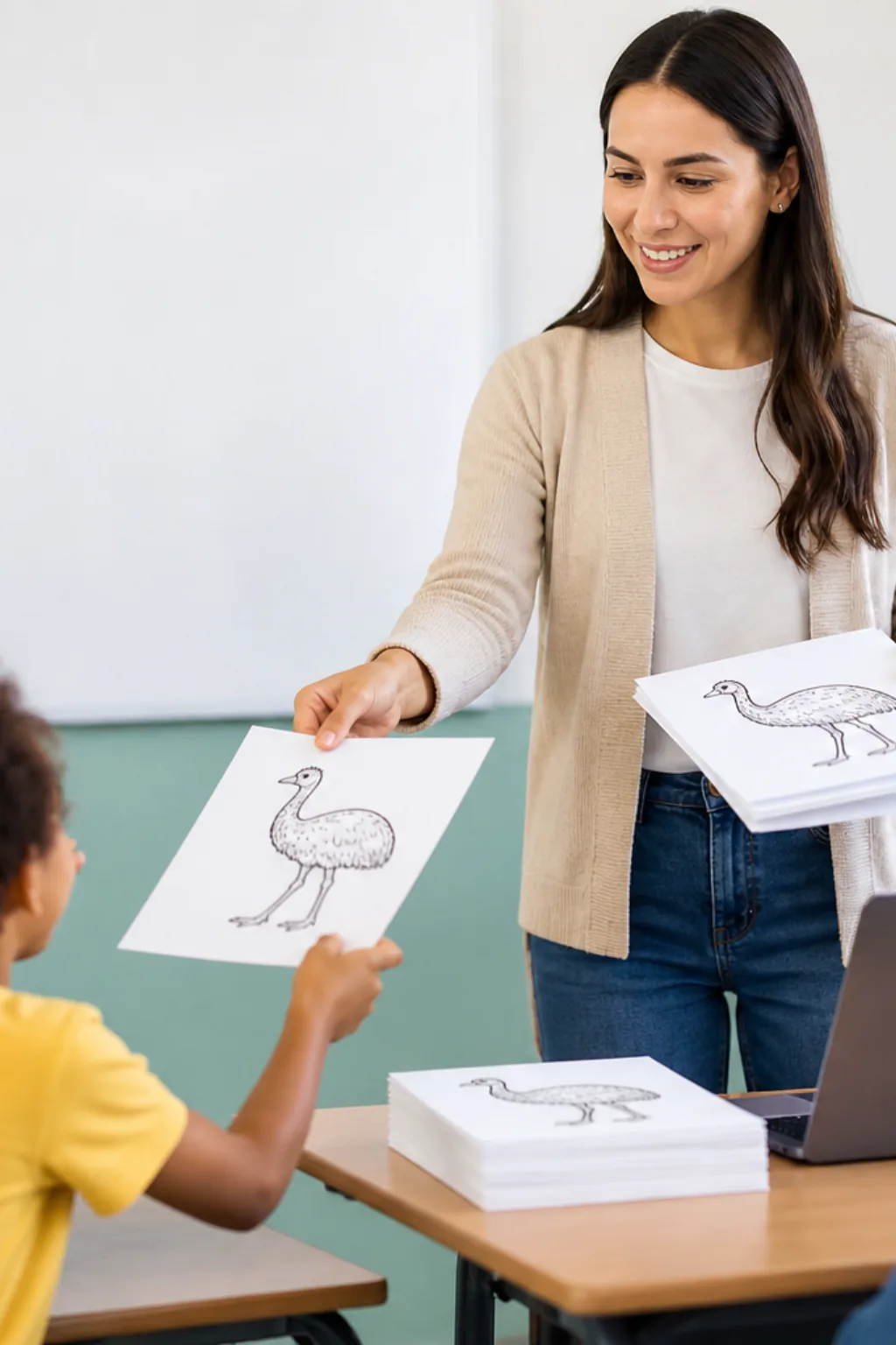 desenhos de emu para colorir — exemplo criado na Desenhos pra Colorir