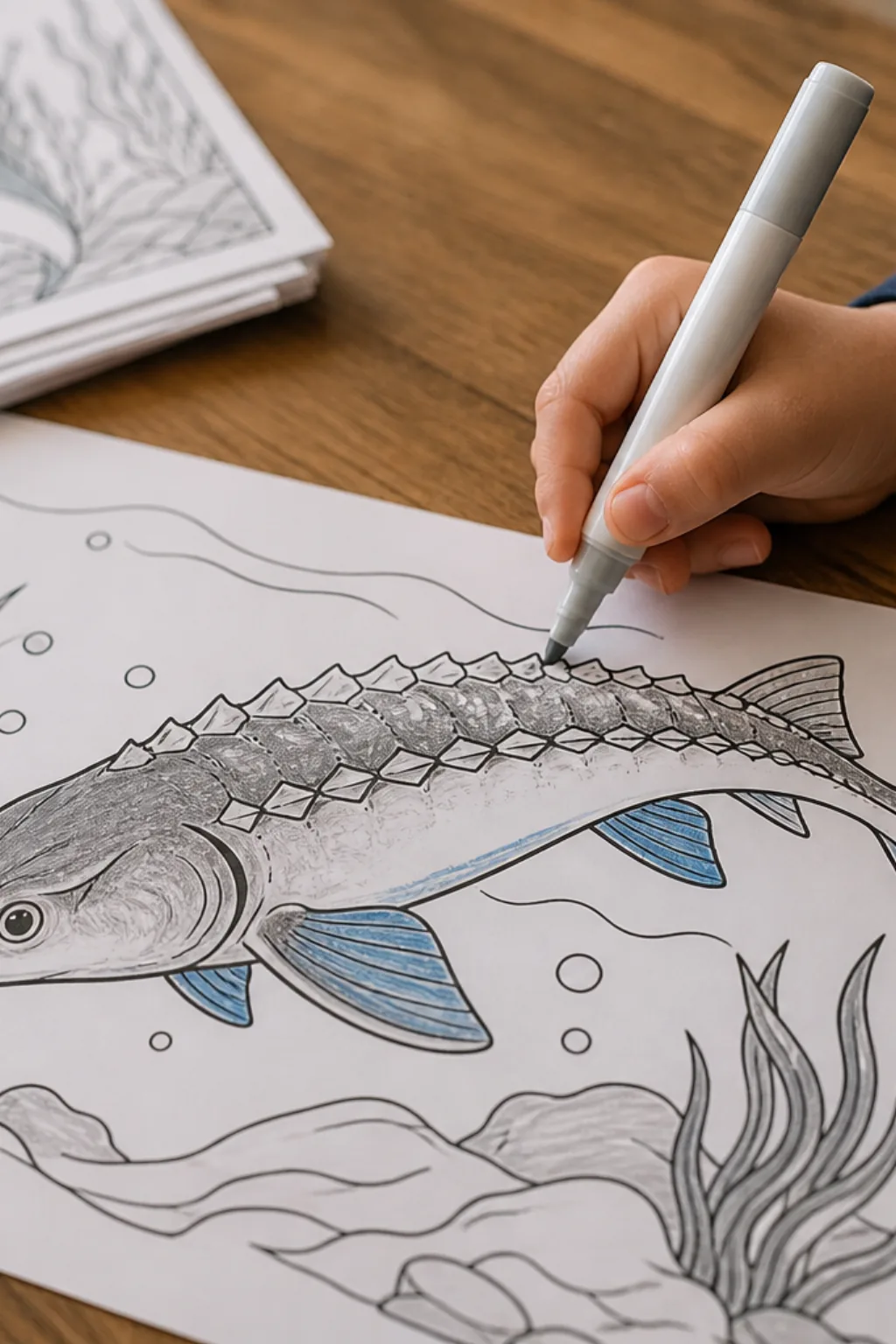 desenhos de esturjão para colorir - 2