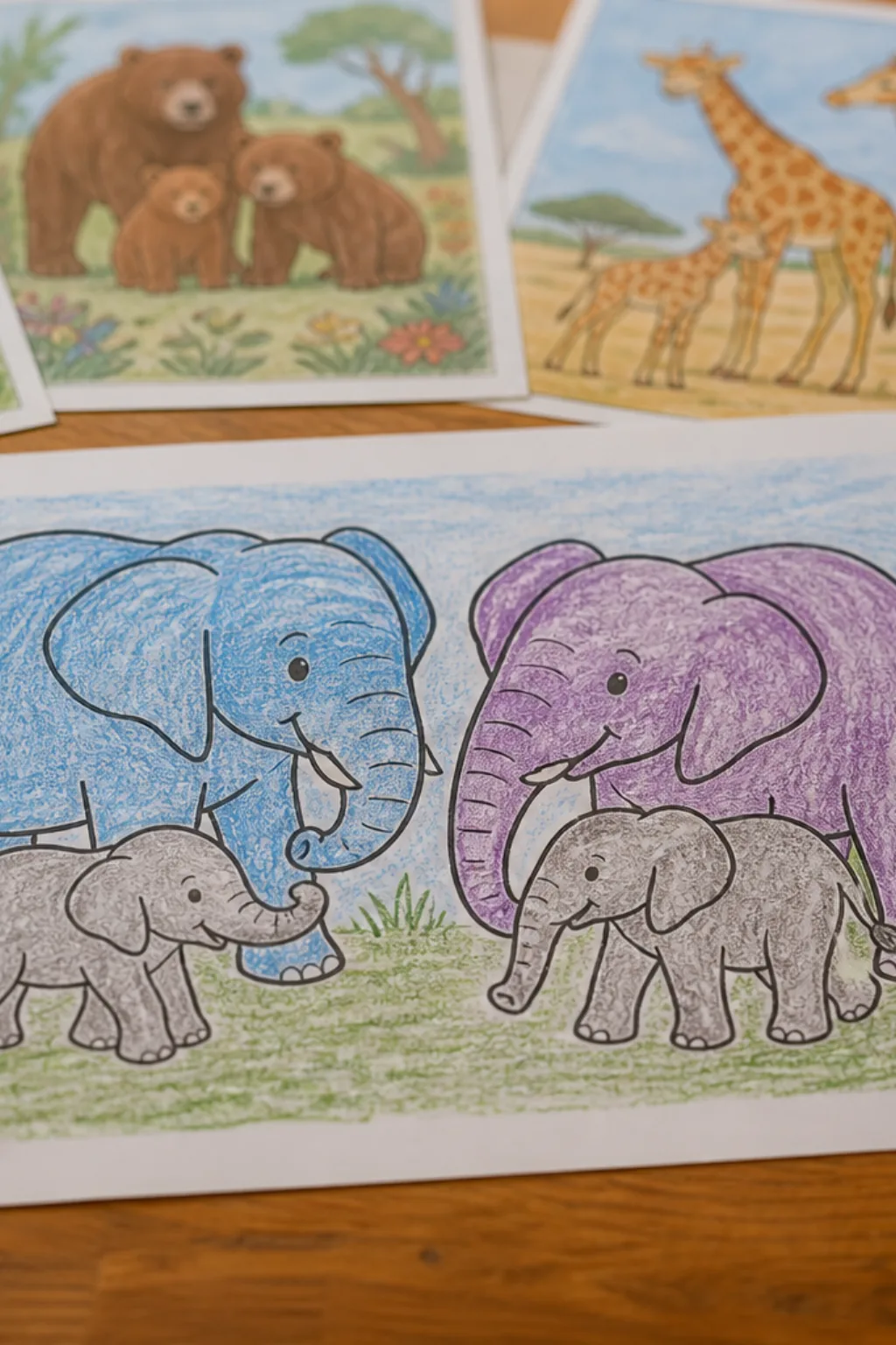 desenhos de famílias de animais para colorir - 2