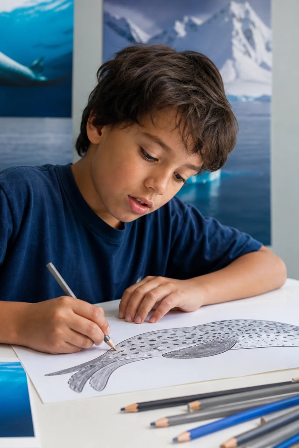 desenhos de foca-leopardo para colorir — exemplo criado na Desenhos pra Colorir