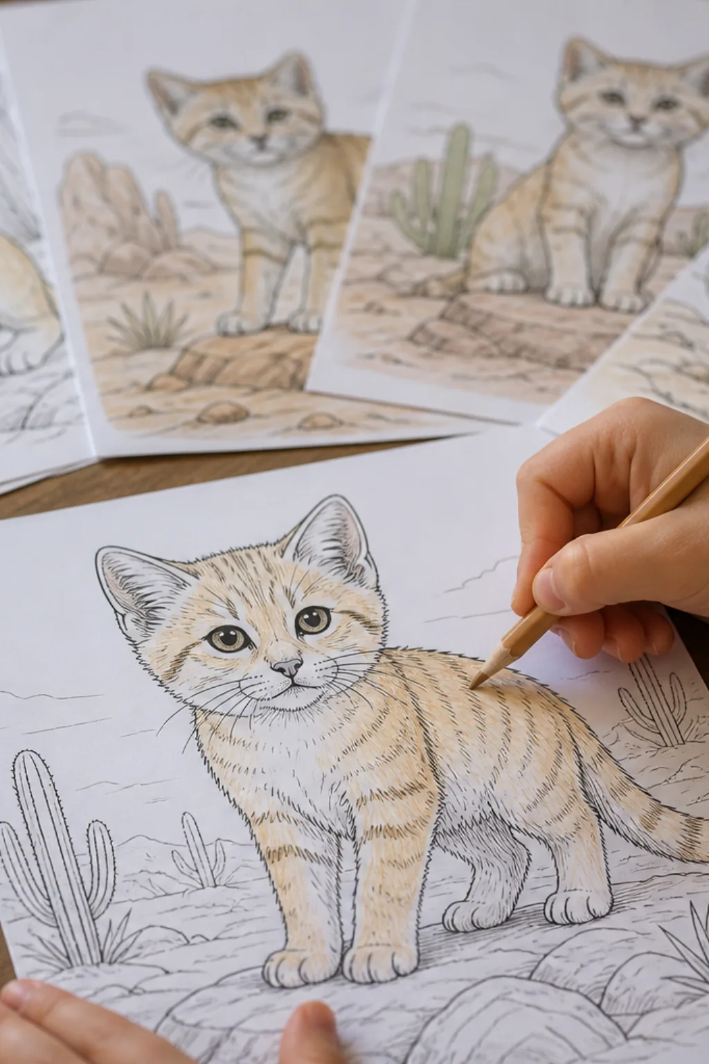 desenhos de gato-do-deserto para colorir - 2