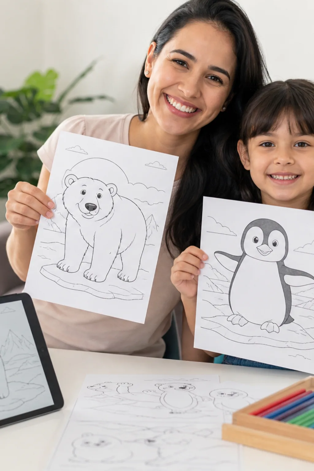 desenhos de animais do gelo para colorir — exemplo criado na Desenhos pra Colorir