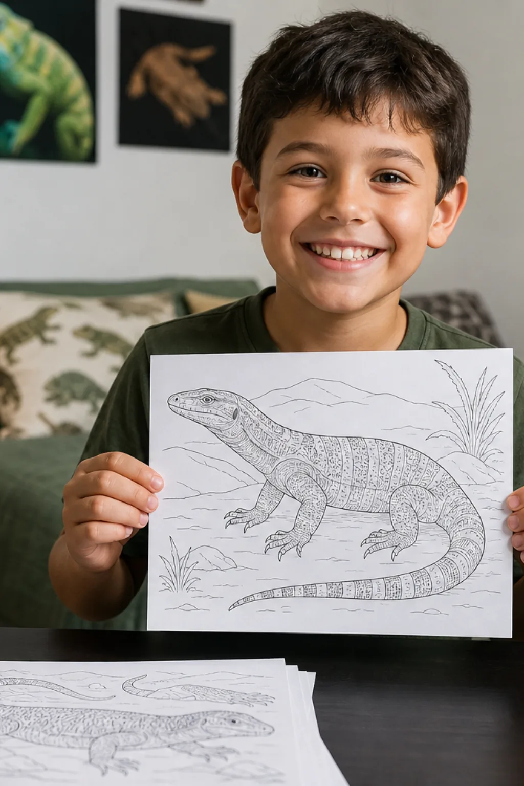 desenhos de lagarto-monitor para colorir — exemplo criado na Desenhos pra Colorir