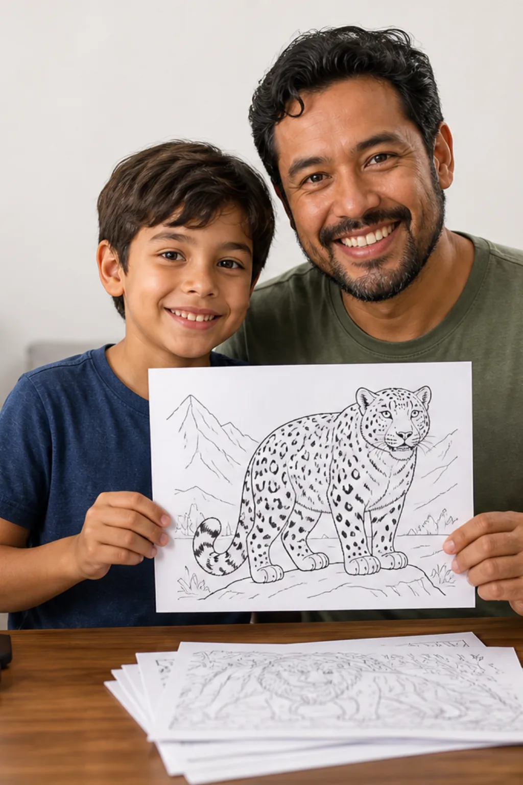 desenhos de leopardo-das-neves para colorir — exemplo criado na Desenhos pra Colorir
