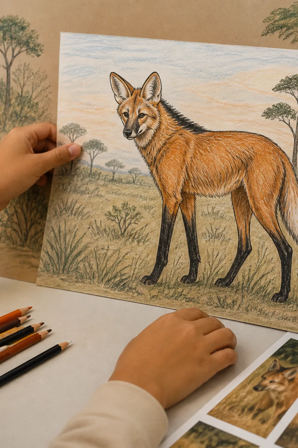 desenho de lobo guará para colorir - 2
