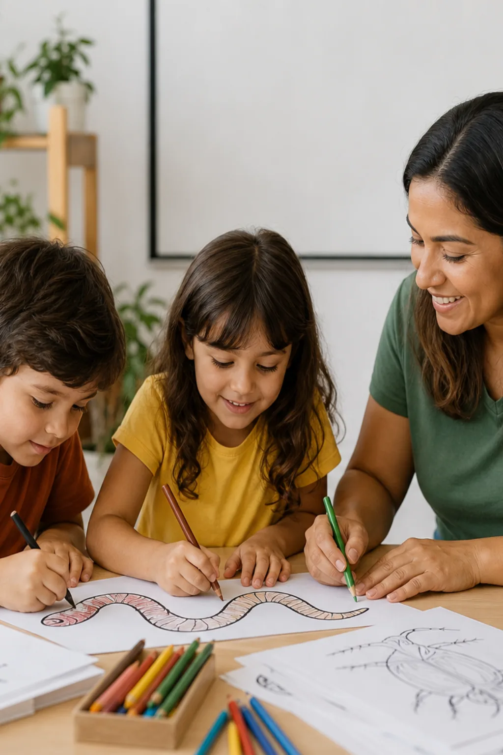 desenhos de lombriga para colorir — exemplo criado na Desenhos pra Colorir