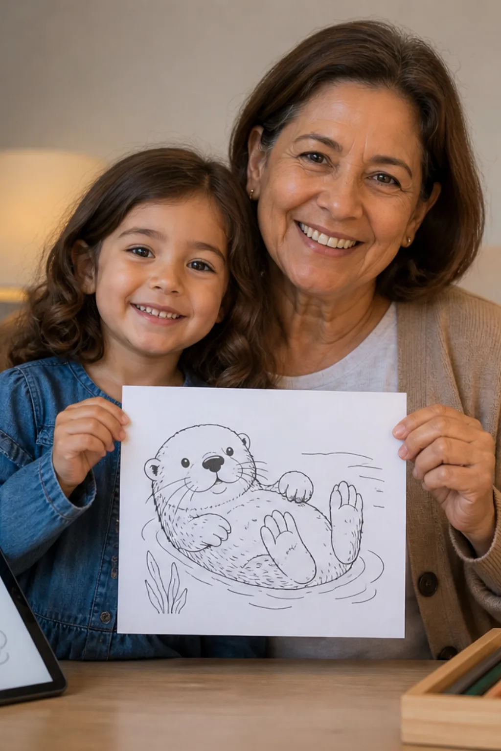desenhos de lontra-marinha para colorir — exemplo criado na Desenhos pra Colorir