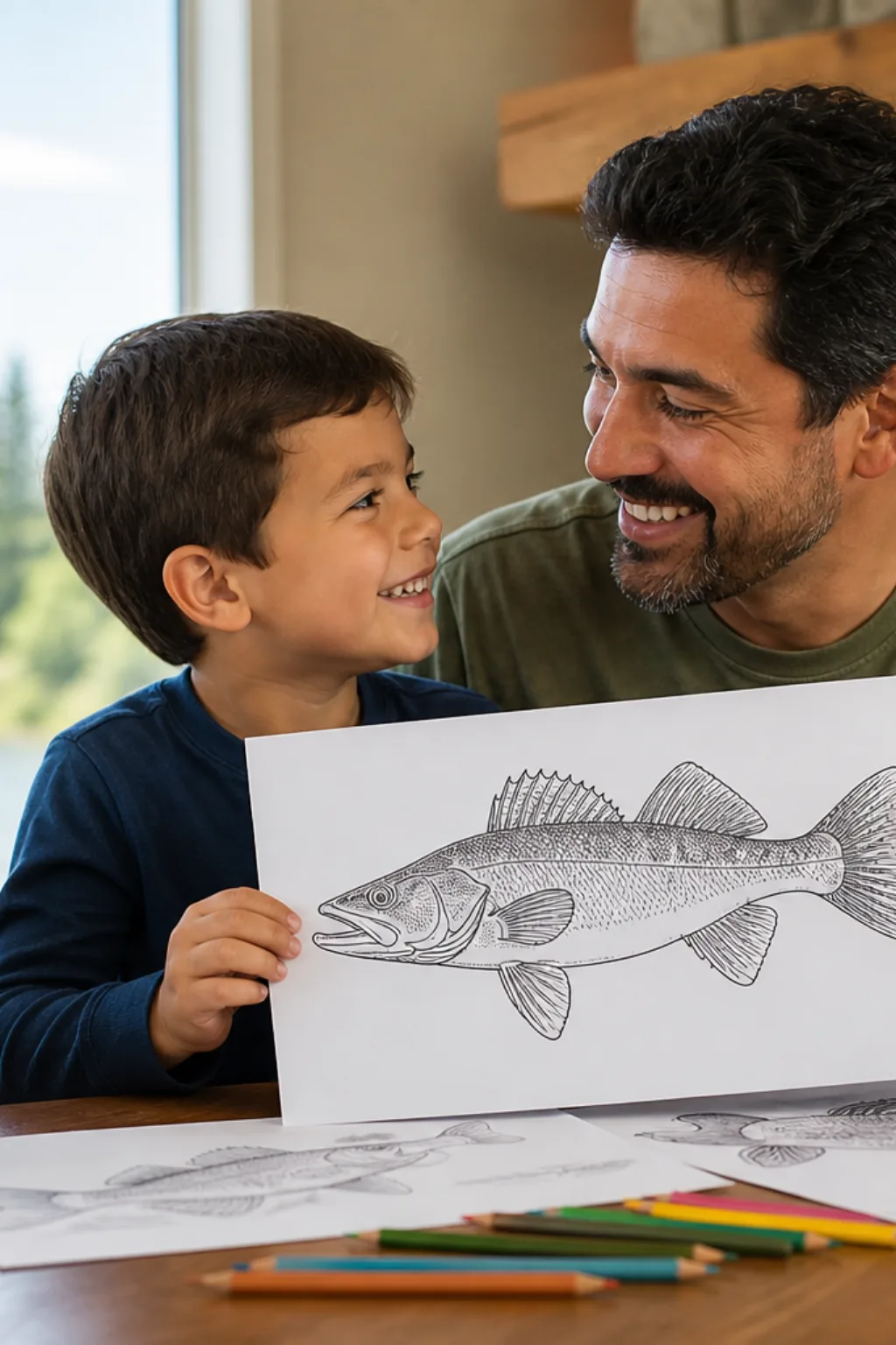 desenhos de lúcio-perca-americano para colorir — exemplo criado na Desenhos pra Colorir