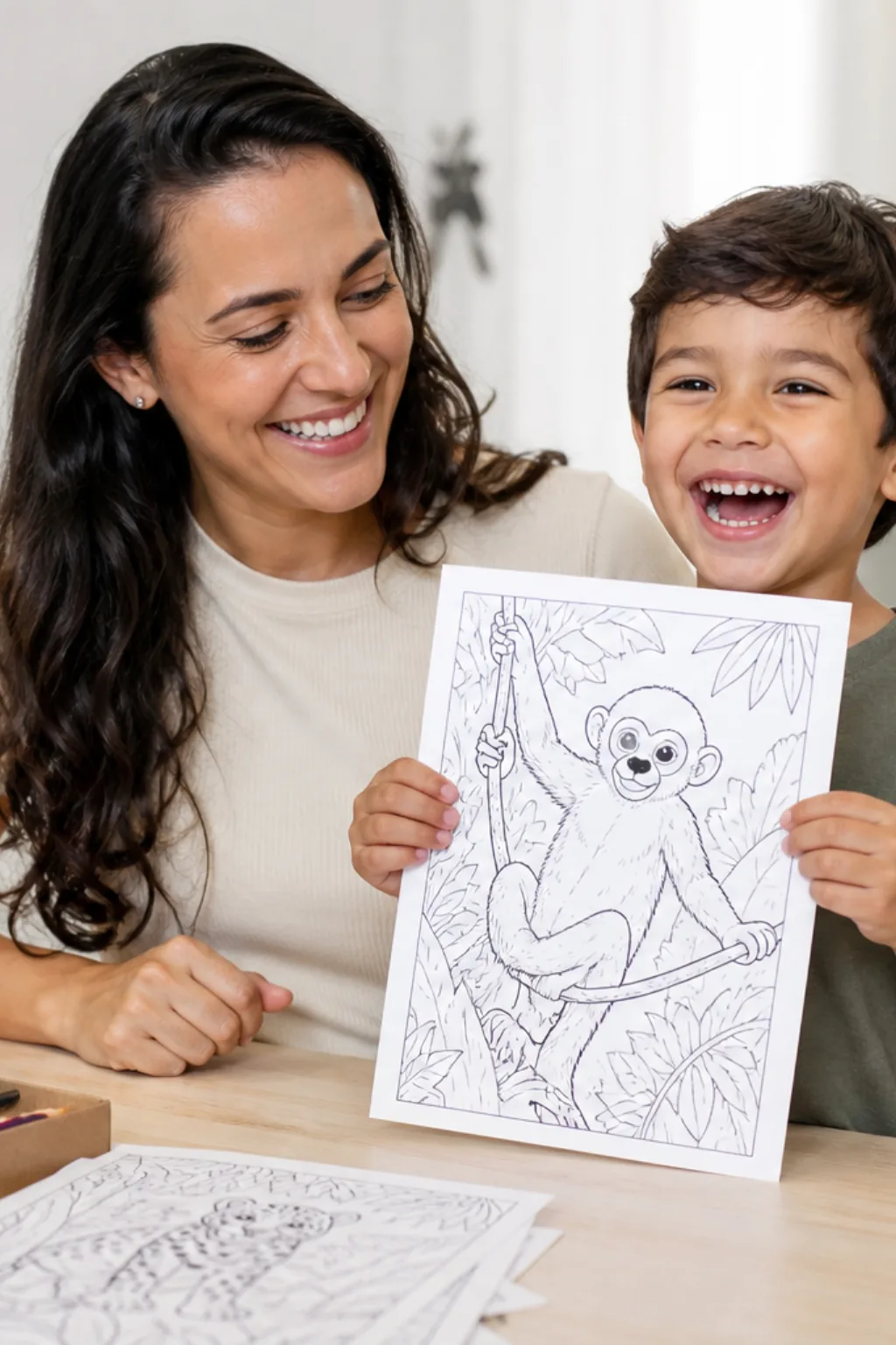 desenhos de macaco-de-cheiro para colorir — exemplo criado na Desenhos pra Colorir