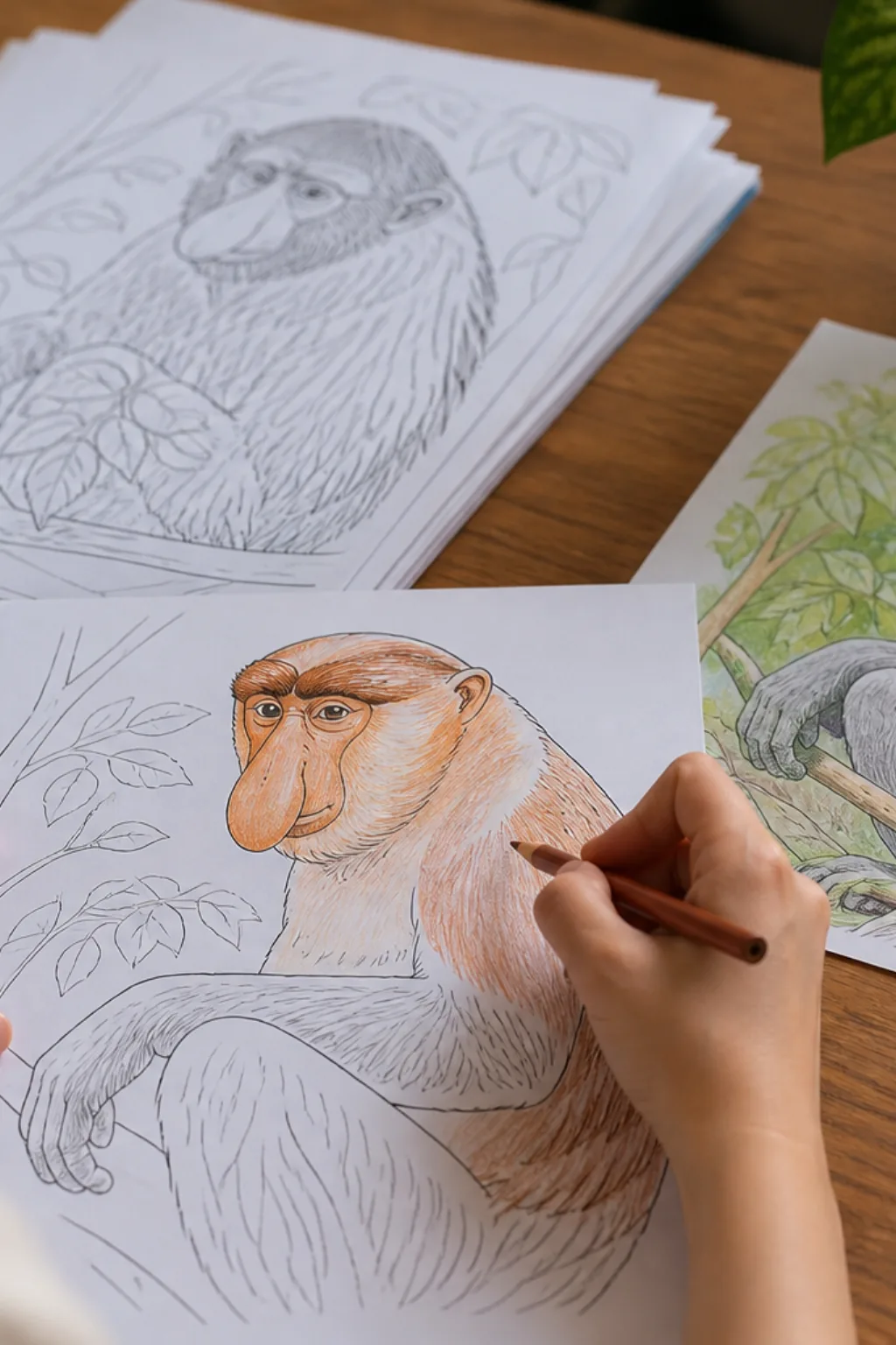 desenhos de macaco-narigudo para colorir - 2