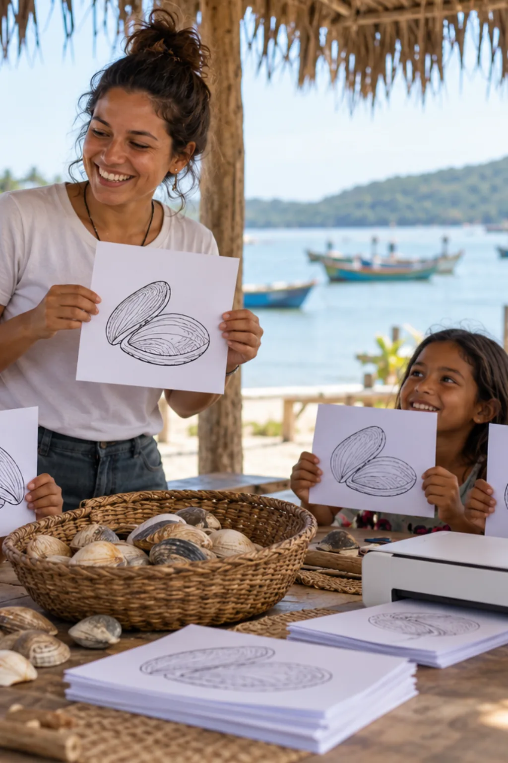 desenhos de amêijoas para colorir — exemplo criado na Desenhos pra Colorir