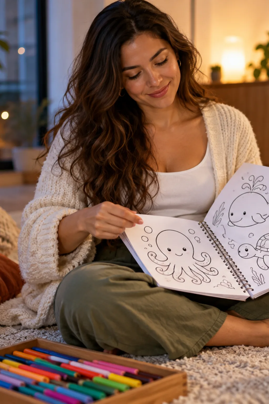 desenhos de animais marinhos da Bobbie Goods para colorir — exemplo criado na Desenhos pra Colorir