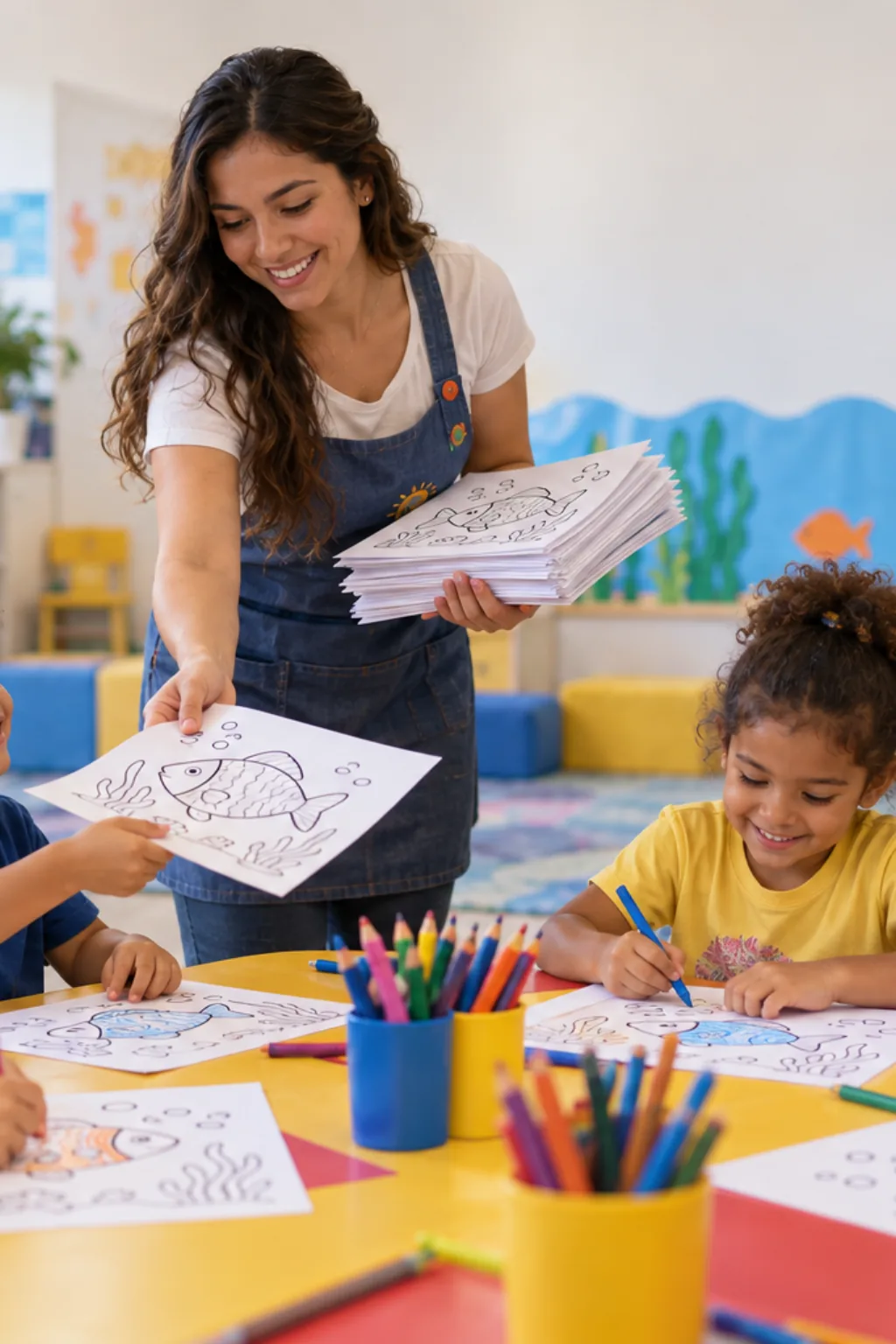 desenhos de cardumes de peixes para colorir — exemplo criado na Desenhos pra Colorir