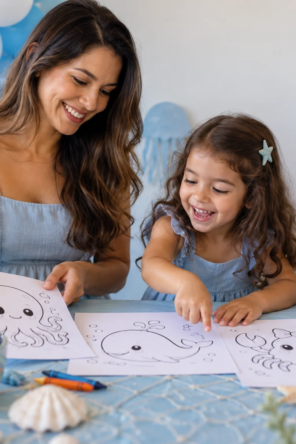 desenhos de animais marinhos fofos para colorir — exemplo criado na Desenhos pra Colorir