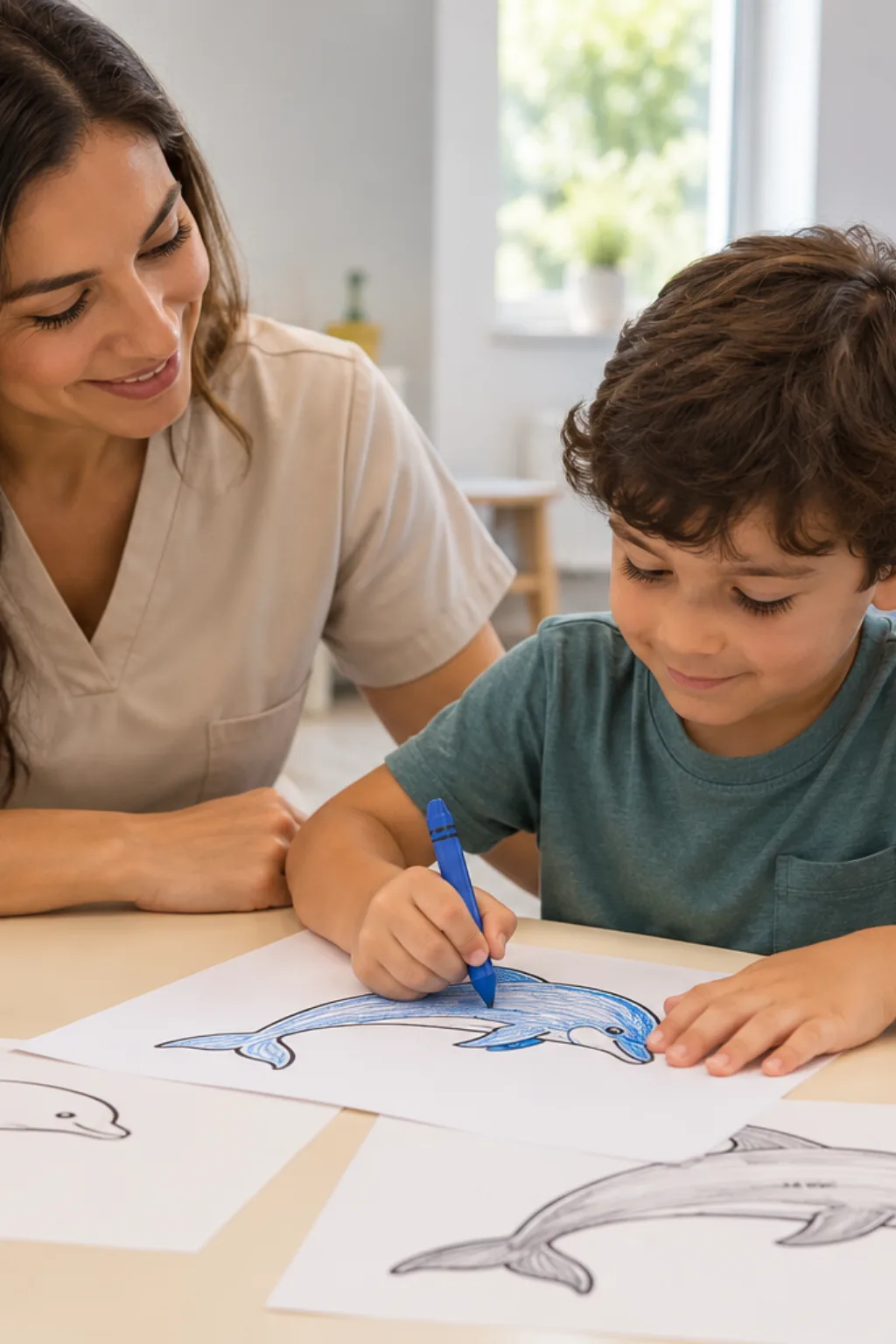desenhos de golfinho-nariz-de-garrafa para colorir — exemplo criado na Desenhos pra Colorir