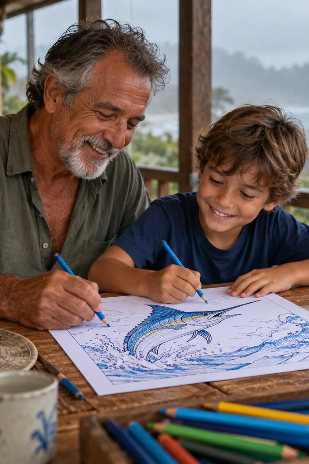 desenhos de marlim para colorir — exemplo criado na Desenhos pra Colorir