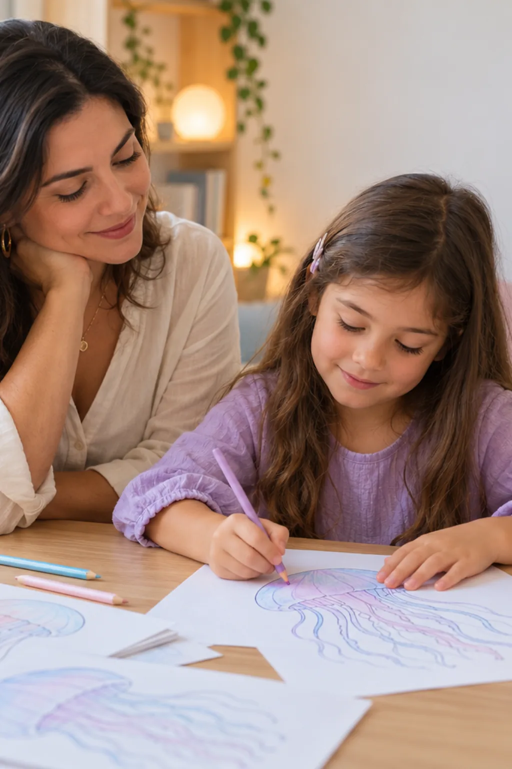 desenhos de medusas-da-lua para colorir — exemplo criado na Desenhos pra Colorir