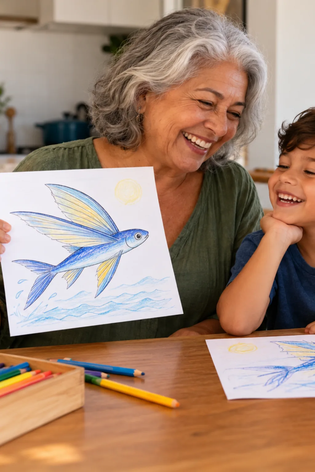 desenhos de peixe-voador para colorir — exemplo criado na Desenhos pra Colorir