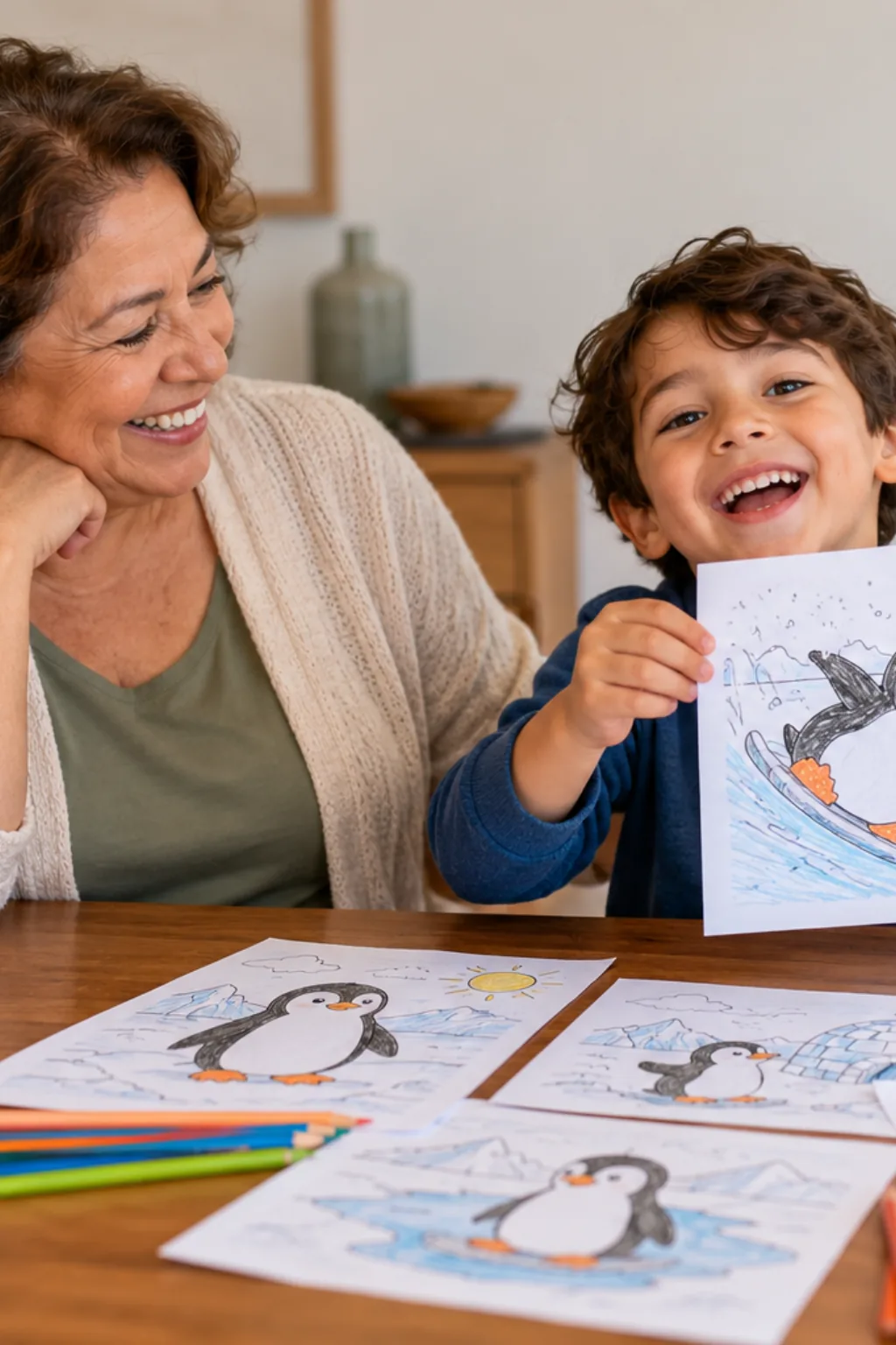 desenhos de pinguim para colorir — exemplo criado na Desenhos pra Colorir
