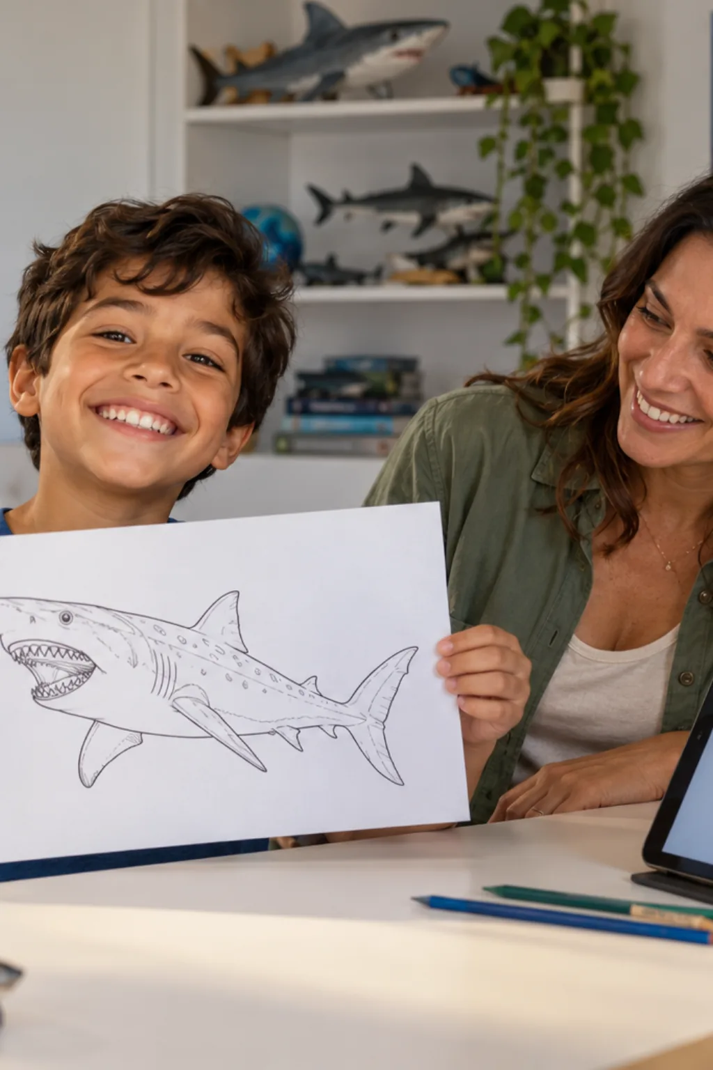 desenhos de tubarão-mangona para colorir — exemplo criado na Desenhos pra Colorir