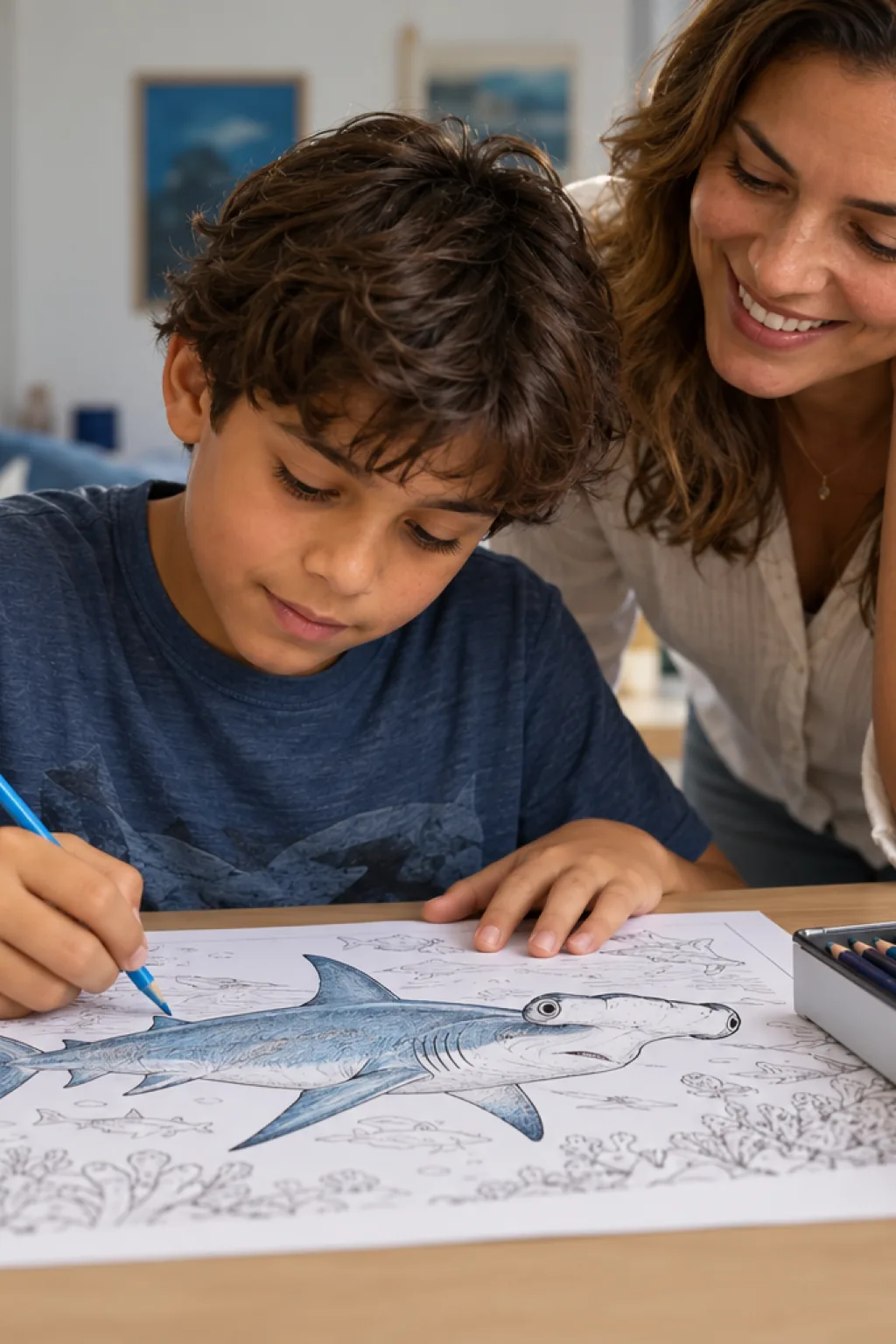 desenhos de tubarão martelo para colorir — exemplo criado na Desenhos pra Colorir