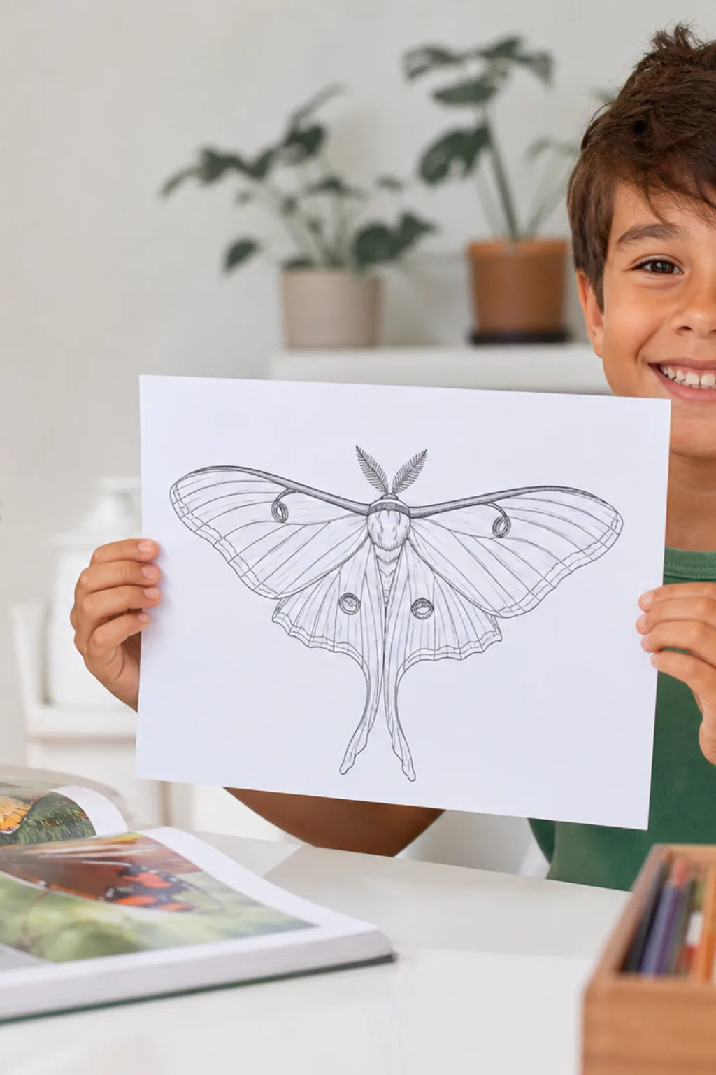 desenhos de mariposa-luna para colorir — exemplo criado na Desenhos pra Colorir