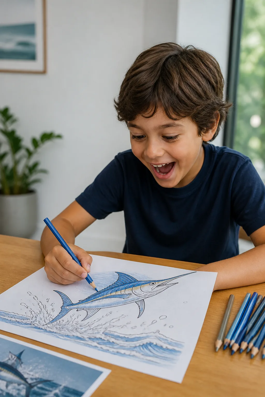 desenhos de marlim para colorir — exemplo criado na Desenhos pra Colorir
