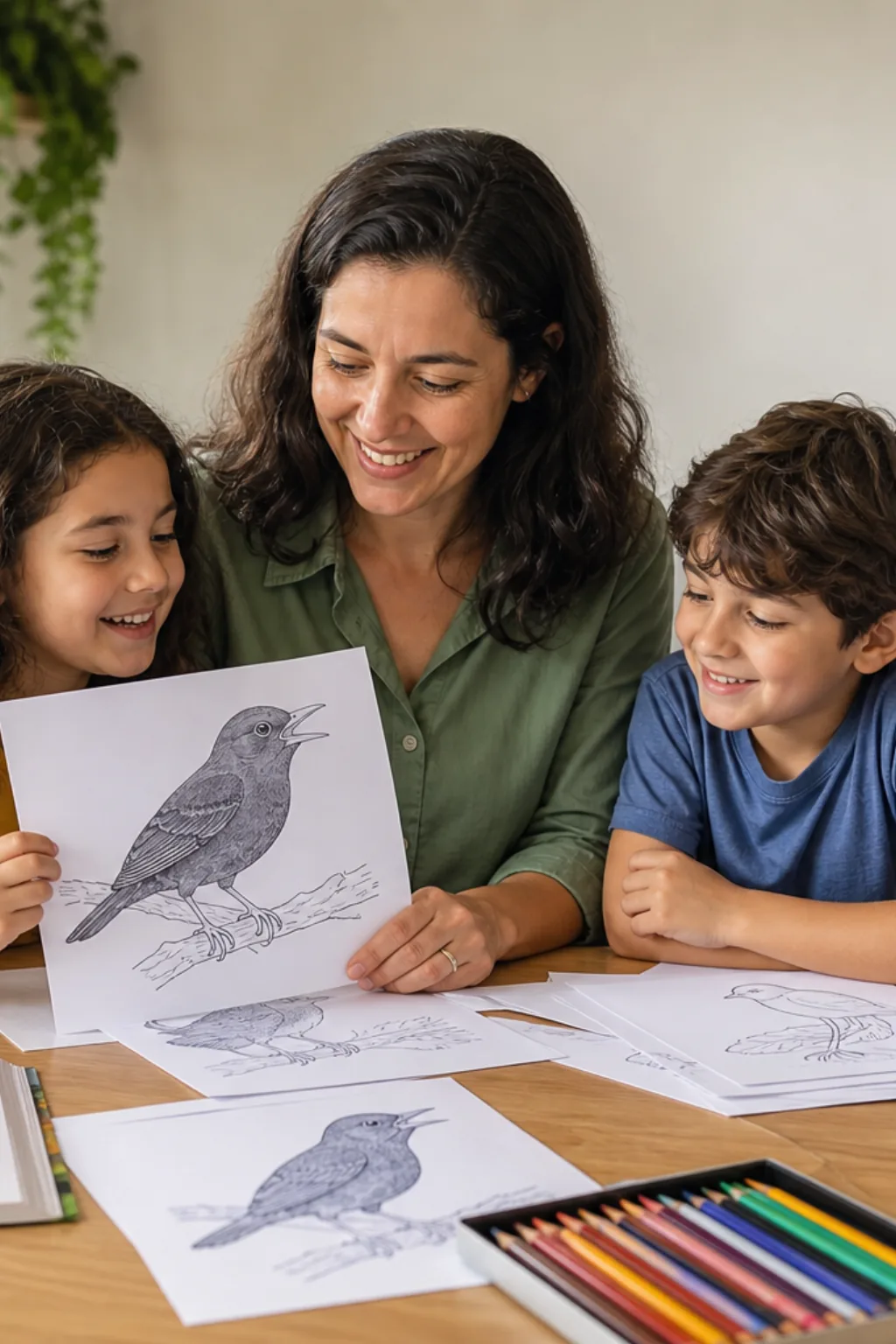 desenhos de melro para colorir — exemplo criado na Desenhos pra Colorir