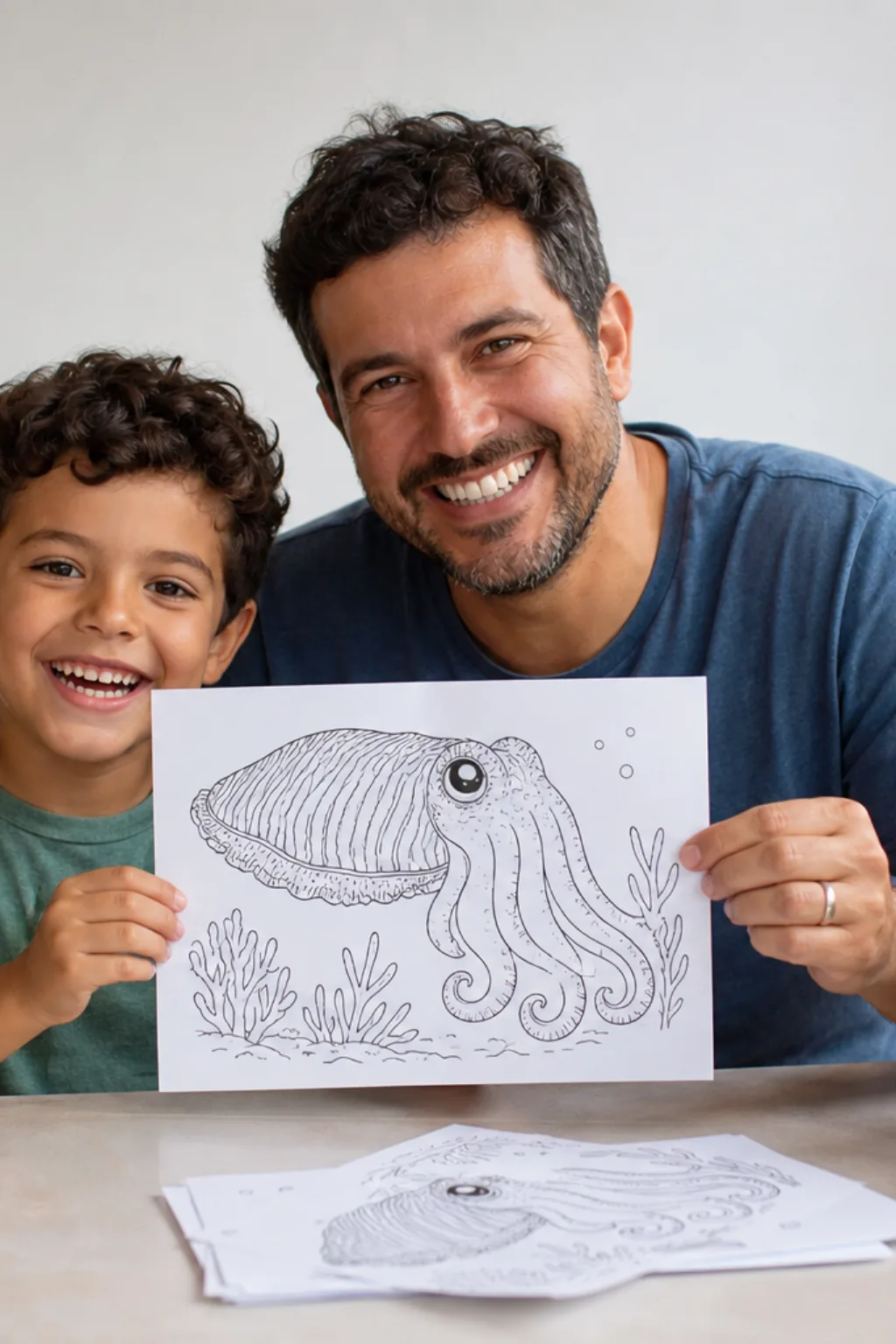 desenhos do molusco sépia para colorir — exemplo criado na Desenhos pra Colorir