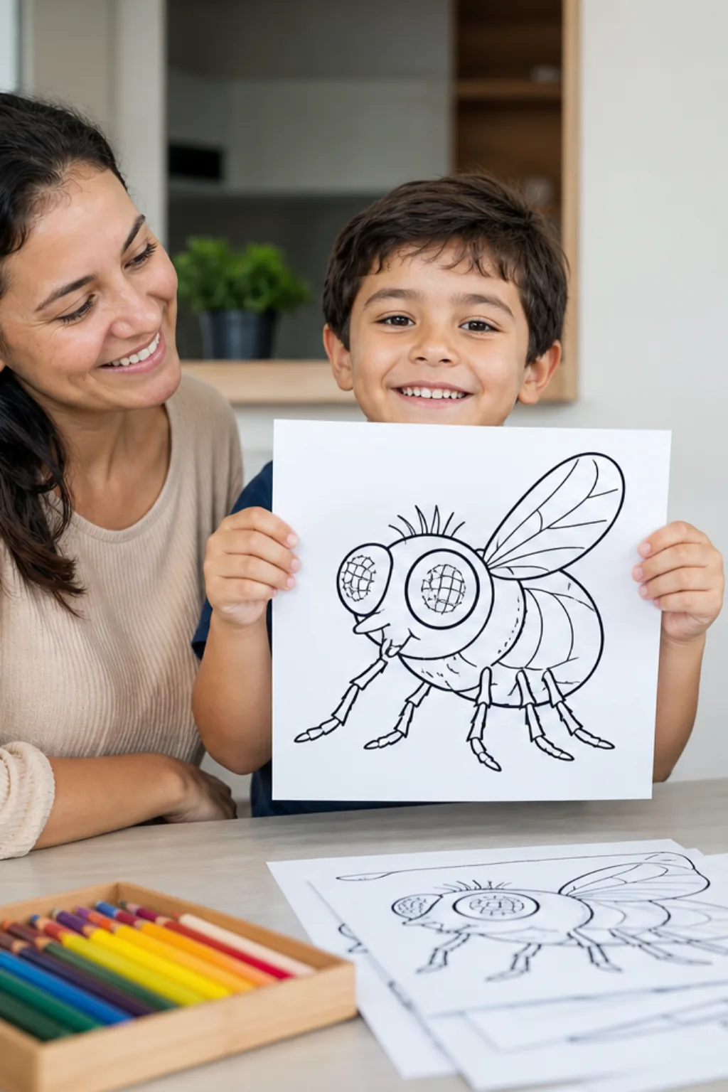 desenhos de moscas para colorir — exemplo criado na Desenhos pra Colorir