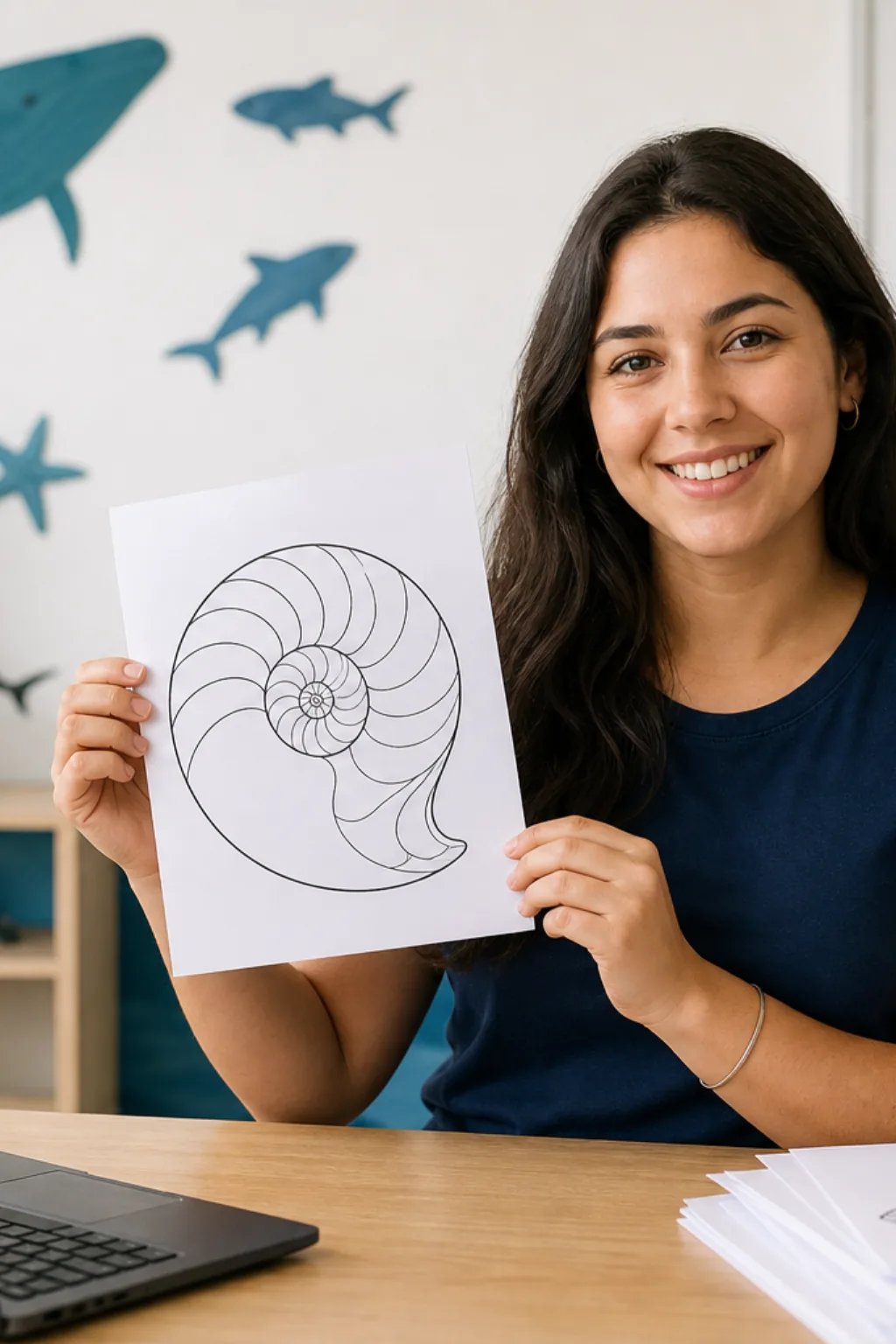 desenhos de náutilo para colorir — exemplo criado na Desenhos pra Colorir