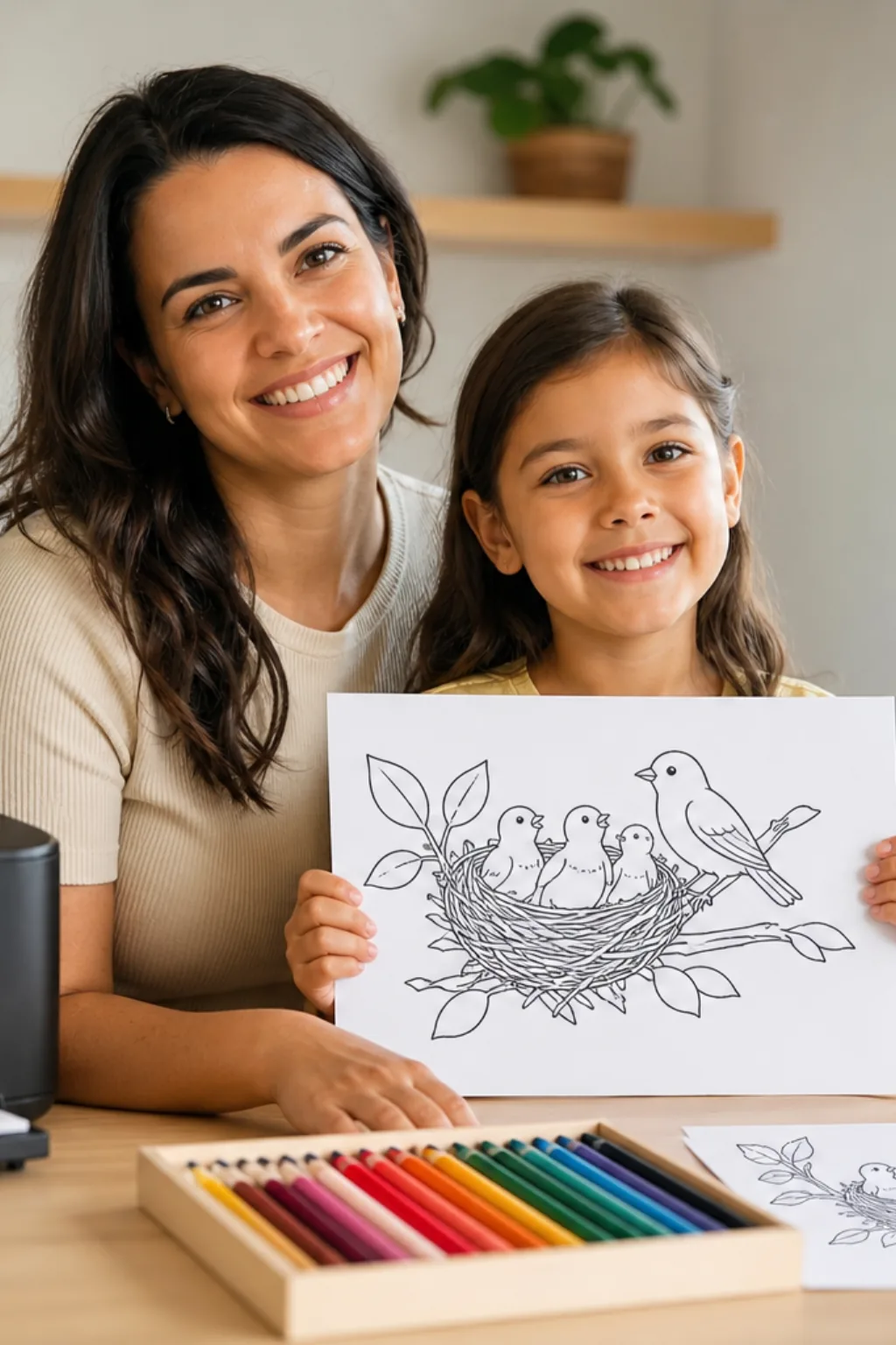desenhos de ninhos para colorir — exemplo criado na Desenhos pra Colorir